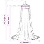 vidaXL Sieť proti komárom na posteľ 3 pcs 156 mesh Biela ⌀56 x 220 cm – Obrázok 6