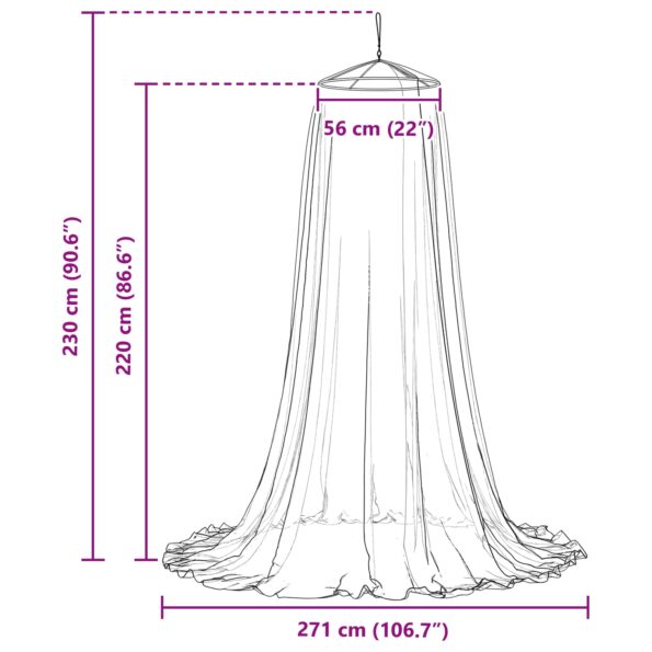 vidaXL Sieť proti komárom na posteľ 3 pcs 156 mesh Biela ⌀56 x 220 cm – Obrázok 6