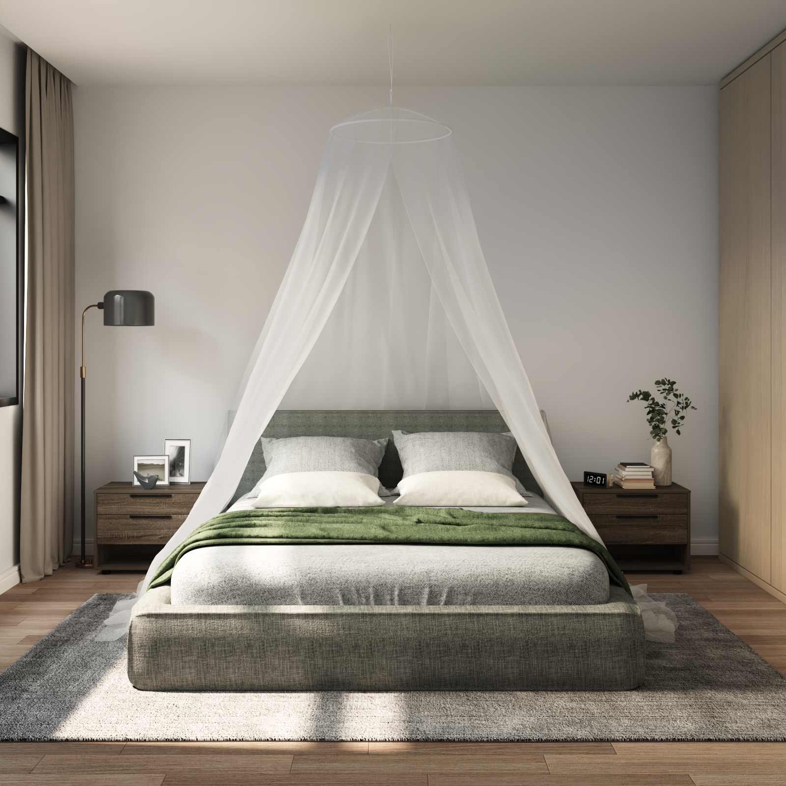 42033555_1.jpg vidaXL Sieť proti komárom na posteľ 3 pcs 156 mesh Biela ⌀56 x 220 cm – Obrázok 1