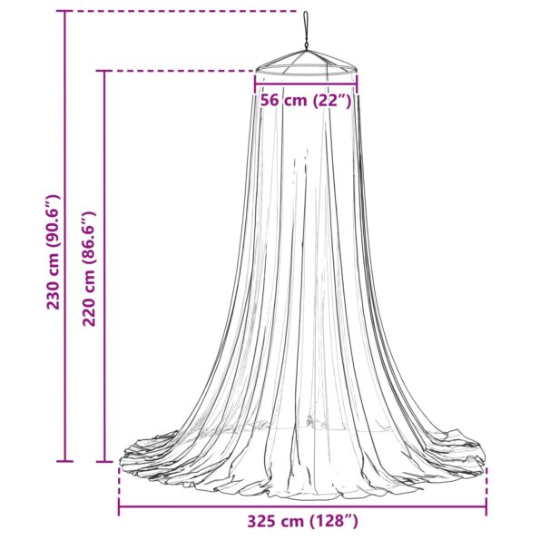 vidaXL Sieť proti komárom na posteľ 3 pcs 156 mesh Biela ⌀56 x 220 cm – Obrázok 6