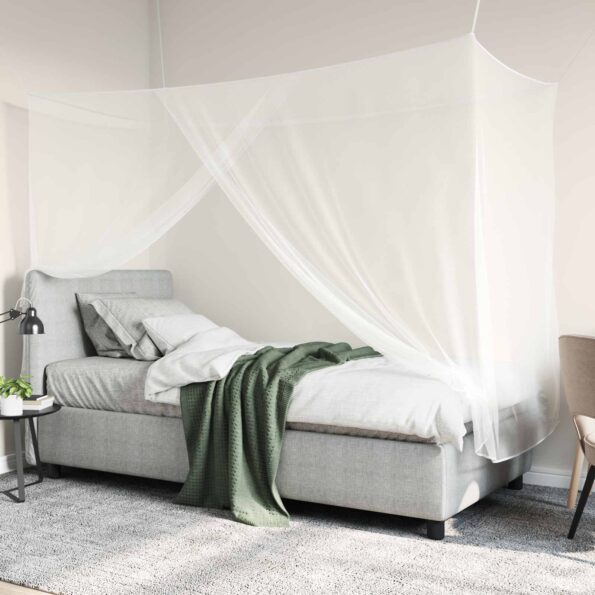 vidaXL Sieť proti komárom na posteľ 156 sieť 3 pcs Biela Polyester – Obrázok 4