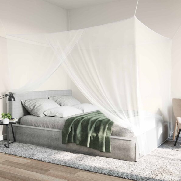 vidaXL Sieť proti komárom na posteľ 156 sieť 3 pcs Biela Polyester – Obrázok 4