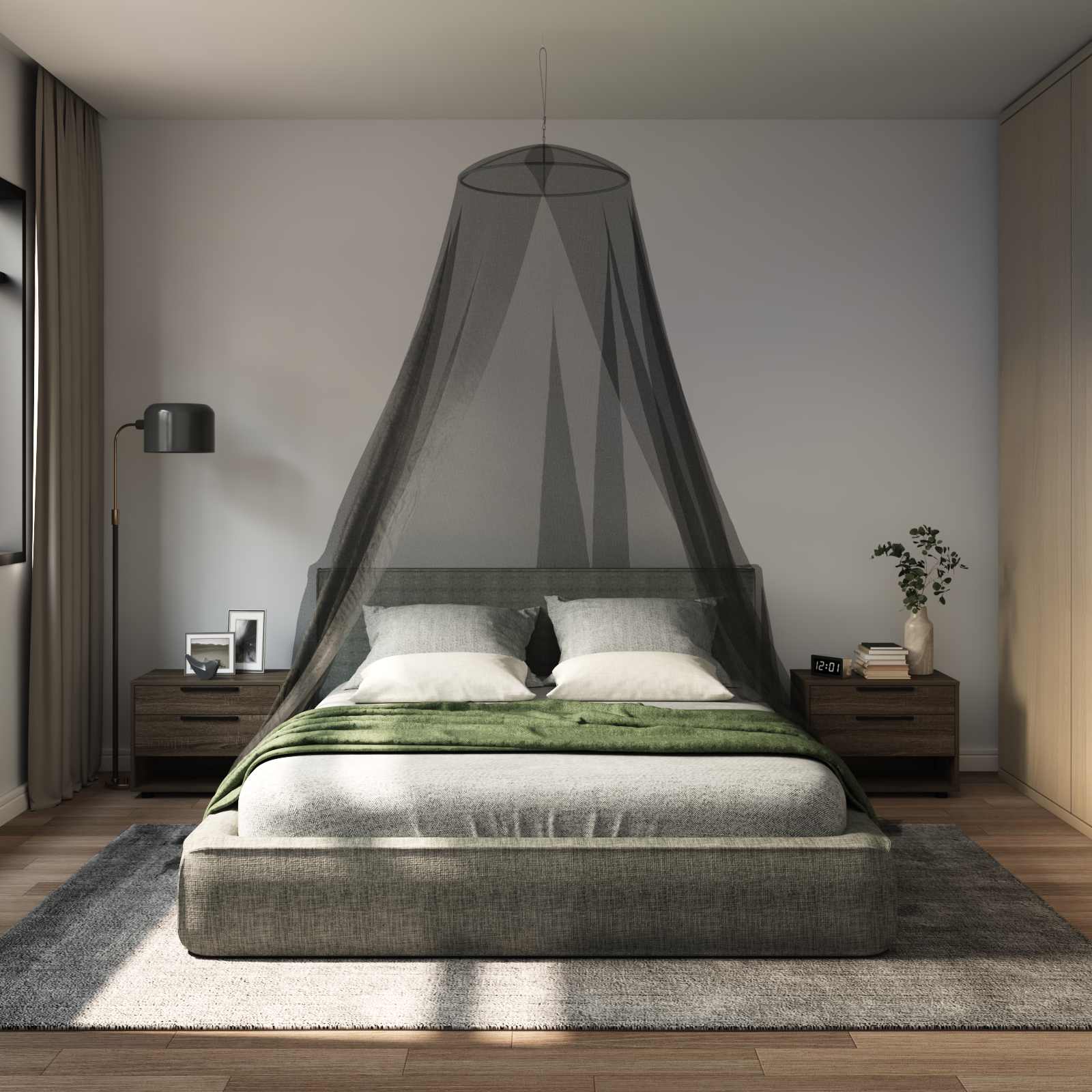 42033562_1.jpg vidaXL Sieť proti komárom na posteľ 156 mesh Čierna ⌀56 x 220 cm – Obrázok 1