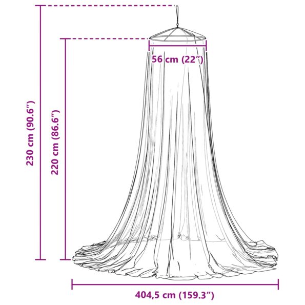 vidaXL Sieť proti komárom na posteľ 156 mesh Čierna ⌀56 x 220 cm – Obrázok 6