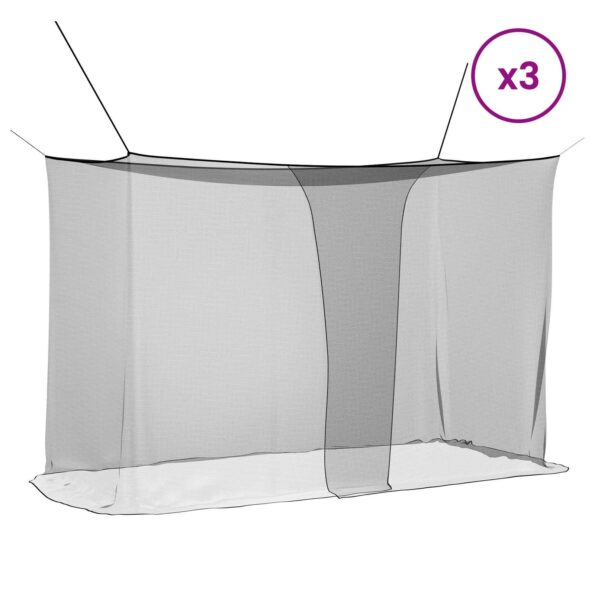 vidaXL Sieť proti komárom na posteľ 156 sieť 3 pcs Čierna Polyester – Obrázok 3