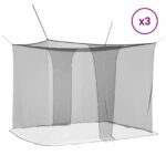 vidaXL Sieť proti komárom na posteľ 156 sieť 3 pcs Čierna Polyester – Obrázok 3