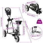 vidaXL Golfový vozík so sedadlom Čierna a biela 100 x 60 x 130 cm – Obrázok 11