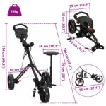vidaXL Golfový vozík so sedadlom Čierna 95 x 69 x 114 cm Železo – Obrázok 11