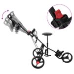 vidaXL Golfový vozík so sedadlom Čierna 95 x 69 x 114 cm Železo – Obrázok 9