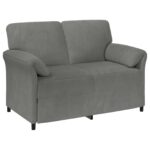 vidaXL 2-miestna pohovka Tmavosivá 138 x 83 x 95 cm Zamat – Obrázok 2