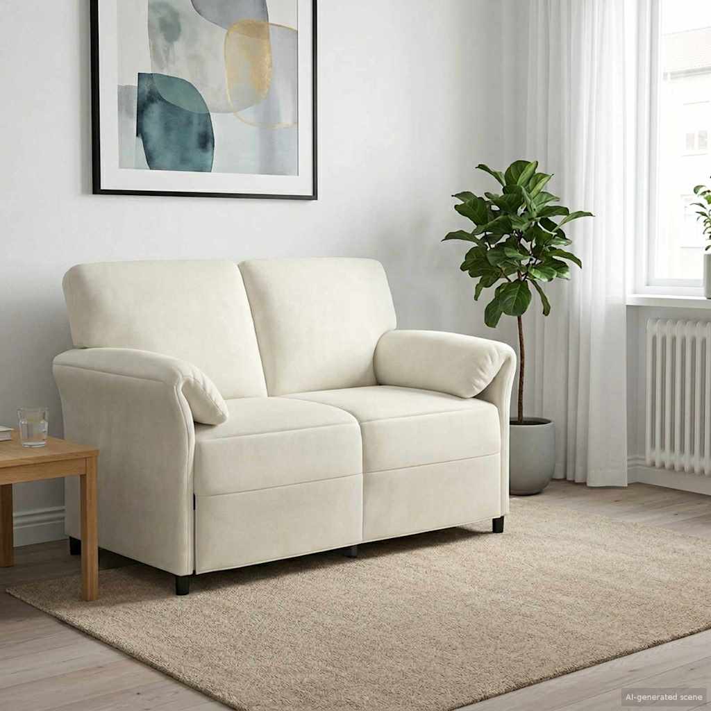 42033947_1.jpg vidaXL 2-miestna pohovka Krémová 138 x 83 x 95 cm Zamat – Obrázok 1