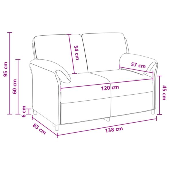 vidaXL 2-miestna pohovka Krémová 138 x 83 x 95 cm Zamat – Obrázok 8