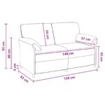 vidaXL 2-miestna pohovka Čierna 158 x 83 x 95 cm Zamat – Obrázok 8