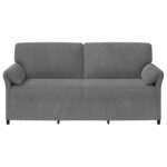 vidaXL 3-miestna pohovka Tmavosivá 198 x 83 x 95 cm Zamat – Obrázok 3