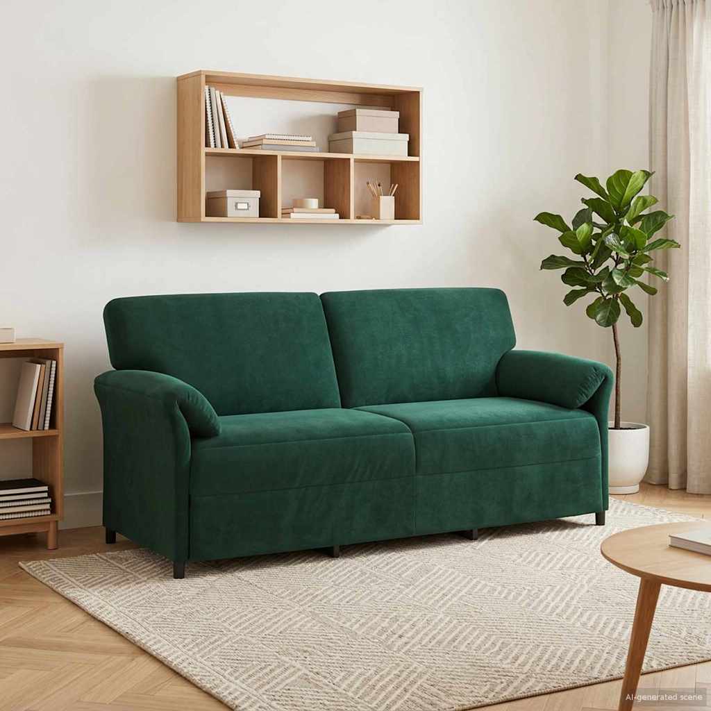 42033969_1.jpg vidaXL 3-miestna pohovka Tmavozelená 198 x 83 x 95 cm Zamat – Obrázok 1