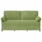 vidaXL 3-miestna pohovka Svetlo zelená 198 x 83 x 95 cm Zamat – Obrázok 3
