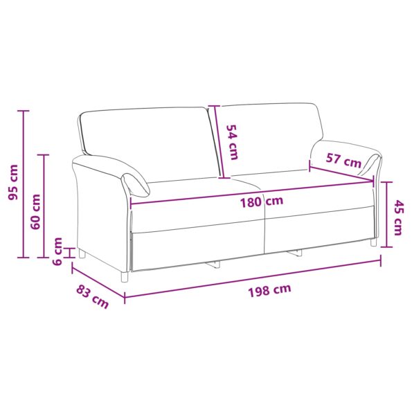 vidaXL 3-miestna pohovka Modrá 198 x 83 x 95 cm Zamat – Obrázok 8