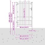 vidaXL Brána do plotu HORST 100 x 150 cm Oceľ Čierna Zamykateľné – Obrázok 5