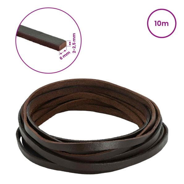 vidaXL Kožený remienok Tmavohnedá 1000 x 0,6 cm Koža – Obrázok 8