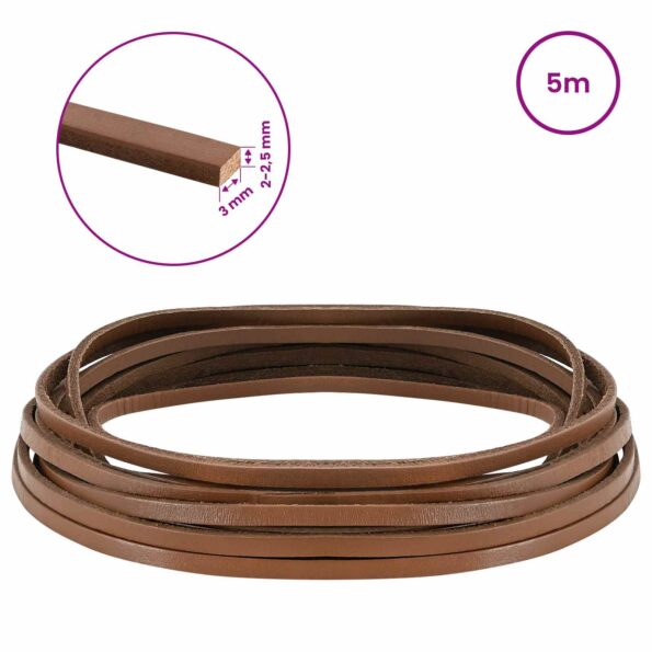 vidaXL Kožený remienok Hnedá 500 x 0,3 cm Koža – Obrázok 8