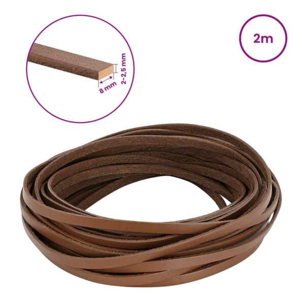 vidaXL Kožený remienok Hnedá 200 x 0,8 cm Koža – Obrázok 8