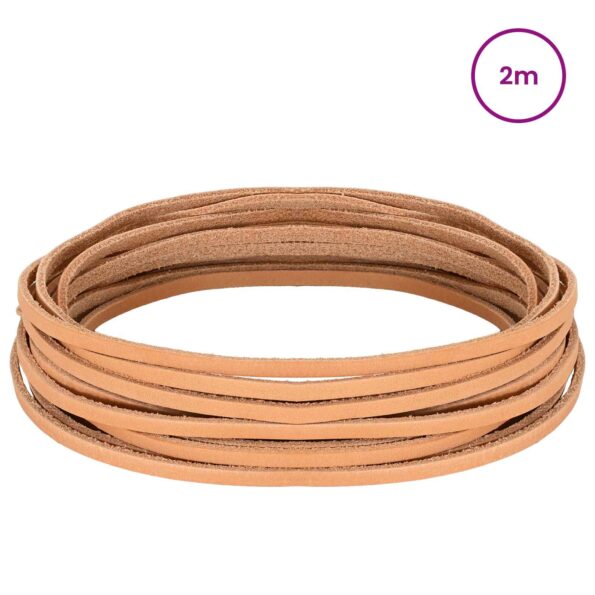 vidaXL Kožený remienok Svetlohnedá 200 x 0,4 cm Koža – Obrázok 2
