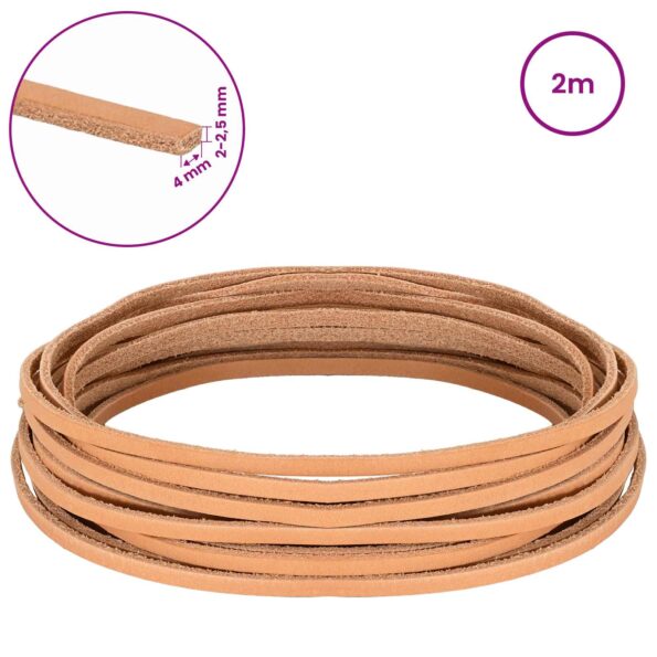 vidaXL Kožený remienok Svetlohnedá 200 x 0,4 cm Koža – Obrázok 8