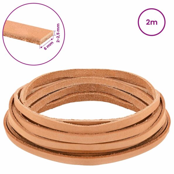 vidaXL Kožený remienok Svetlohnedá 200 x 0,6 cm Koža – Obrázok 8