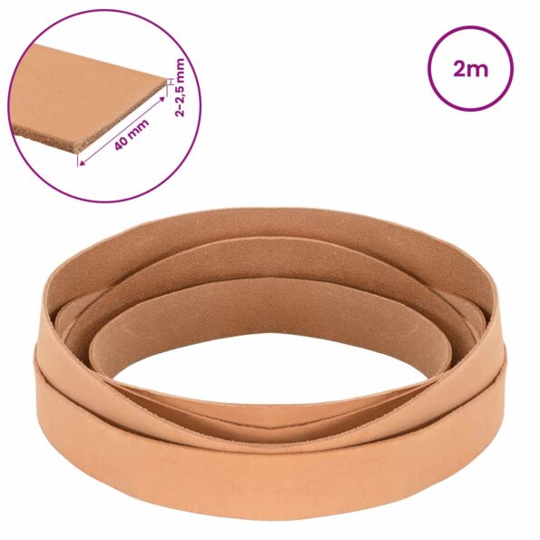 vidaXL Kožený remienok Svetlohnedá 200 x 4 cm Koža – Obrázok 8
