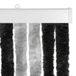 vidaXL Záves proti hmyzu z chenille Šedá a čierna 90 x 200 cm 100% PP – Obrázok 4