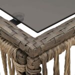 vidaXL Záhradný stôl Šedá a čierna 55 x 55 x 37 cm PE ratan a sklo – Obrázok 6