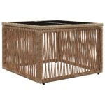 vidaXL Záhradný stôl Beige a čierna 55 x 55 x 37 cm PE ratan a sklo – Obrázok 2