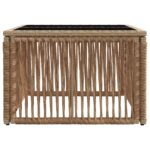 vidaXL Záhradný stôl Beige a čierna 55 x 55 x 37 cm PE ratan a sklo – Obrázok 3