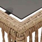 vidaXL Záhradný stôl Beige a čierna 55 x 55 x 37 cm PE ratan a sklo – Obrázok 6