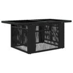 vidaXL Záhradný stôl Čierna 100 x 55 x 37 cm PE ratan a sklo – Obrázok 2