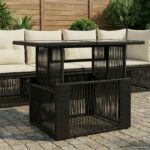 vidaXL Záhradný stôl Čierna 100 x 55 x 37 cm PE ratan a sklo – Obrázok 3
