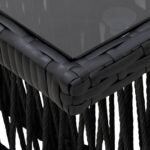 vidaXL Záhradný stôl Čierna 100 x 55 x 37 cm PE ratan a sklo – Obrázok 7