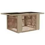 vidaXL Záhradný stôl Béžová 100 x 55 x 37 cm PE ratan a sklo – Obrázok 2