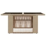 vidaXL Záhradný stôl Béžová 100 x 55 x 37 cm PE ratan a sklo – Obrázok 4