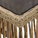 vidaXL Záhradný stôl Béžová 100 x 55 x 37 cm PE ratan a sklo – Obrázok 7