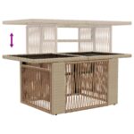 vidaXL Záhradný stôl Béžová 100 x 55 x 37 cm PE ratan a sklo – Obrázok 9