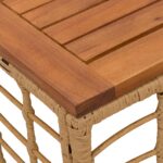 vidaXL Záhradný stôl Prírodná 55 x 55 x 37 cm PE ratan a sklo – Obrázok 6