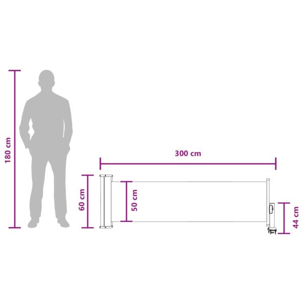 vidaXL Bočný markíz 60 x 300 cm 100% polyester, železo, oceľ – Obrázok 8