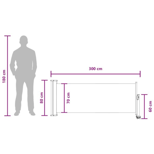 vidaXL Bočný markíz 80 x 300 cm 100% polyester, železo, oceľ – Obrázok 8