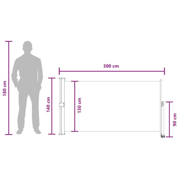 vidaXL Bočný markíz 140 x 300 cm 100% polyester, železo, oceľ – Obrázok 8