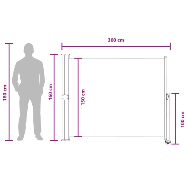 vidaXL Bočný markíz 160 x 300 cm 100% polyester, železo, oceľ – Obrázok 8