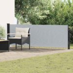 vidaXL Retračná bočná markíza Sivá 300 x 100 cm Polyester