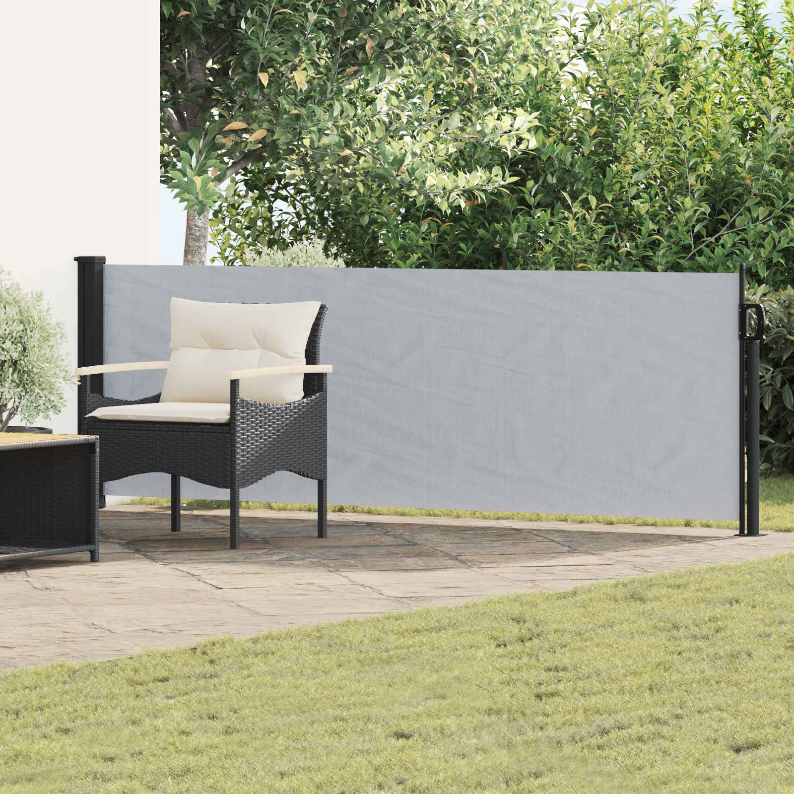 42035401_1.jpg vidaXL Retračná bočná markíza Sivá 300 x 100 cm Polyester – Obrázok 1