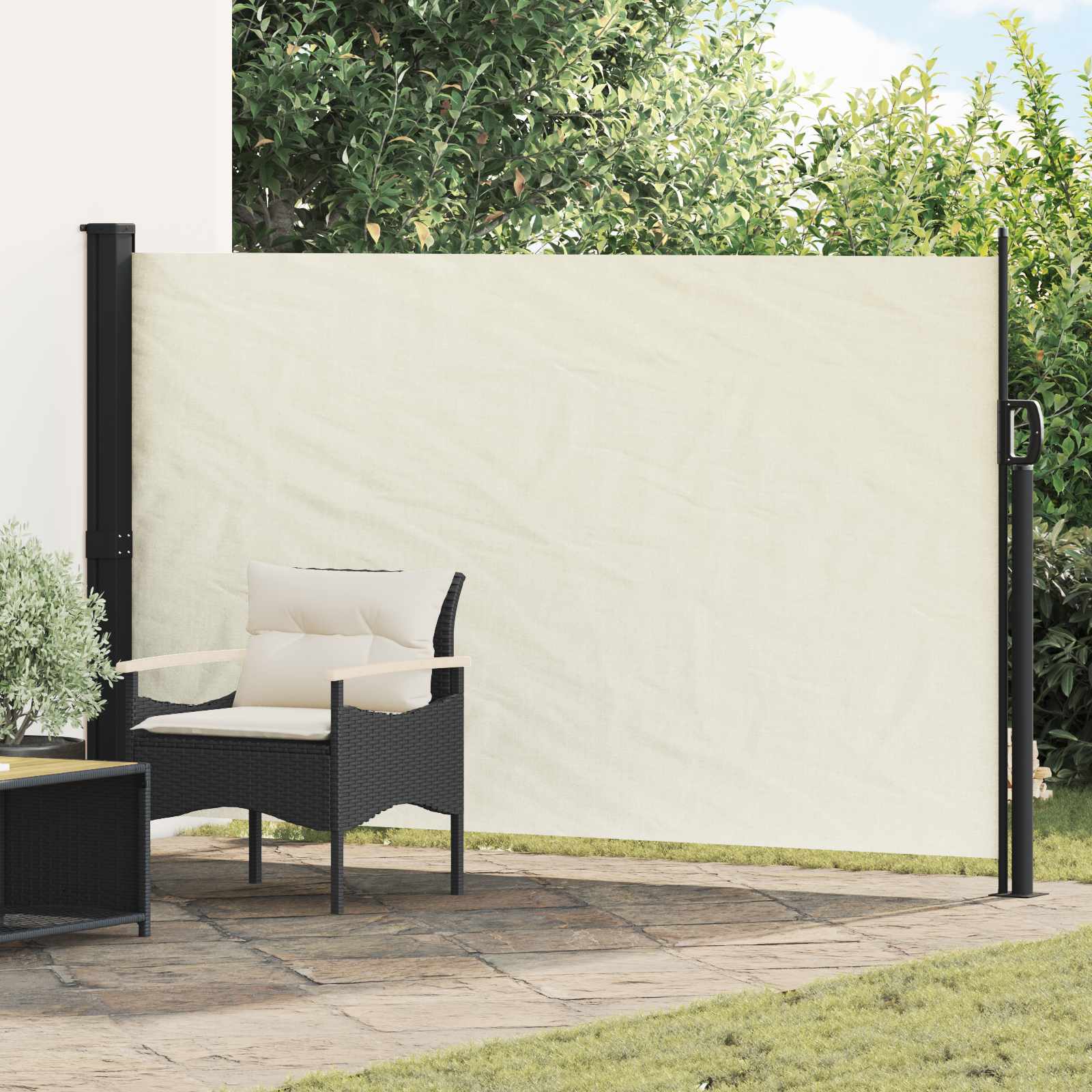 42035424_1.jpg vidaXL Retračná bočná markíza Krémová 300 x 170 cm Polyester – Obrázok 1