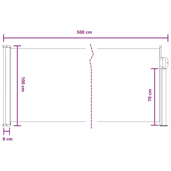 vidaXL Retračná bočná markíza Piesková 500 x 100 cm Polyester – Obrázok 8